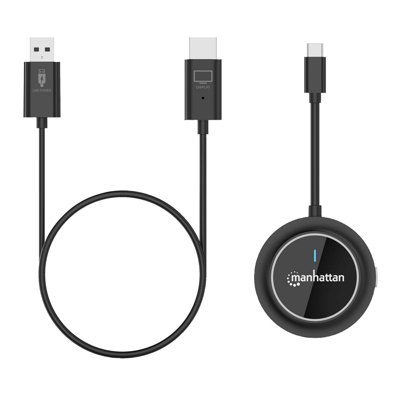 MANHATTAN 1080p Wireless HDMI-Display-Präsentationsset 2-teiliges Set mit HDMI-Empfänger und USB-C Sender-Dongle
