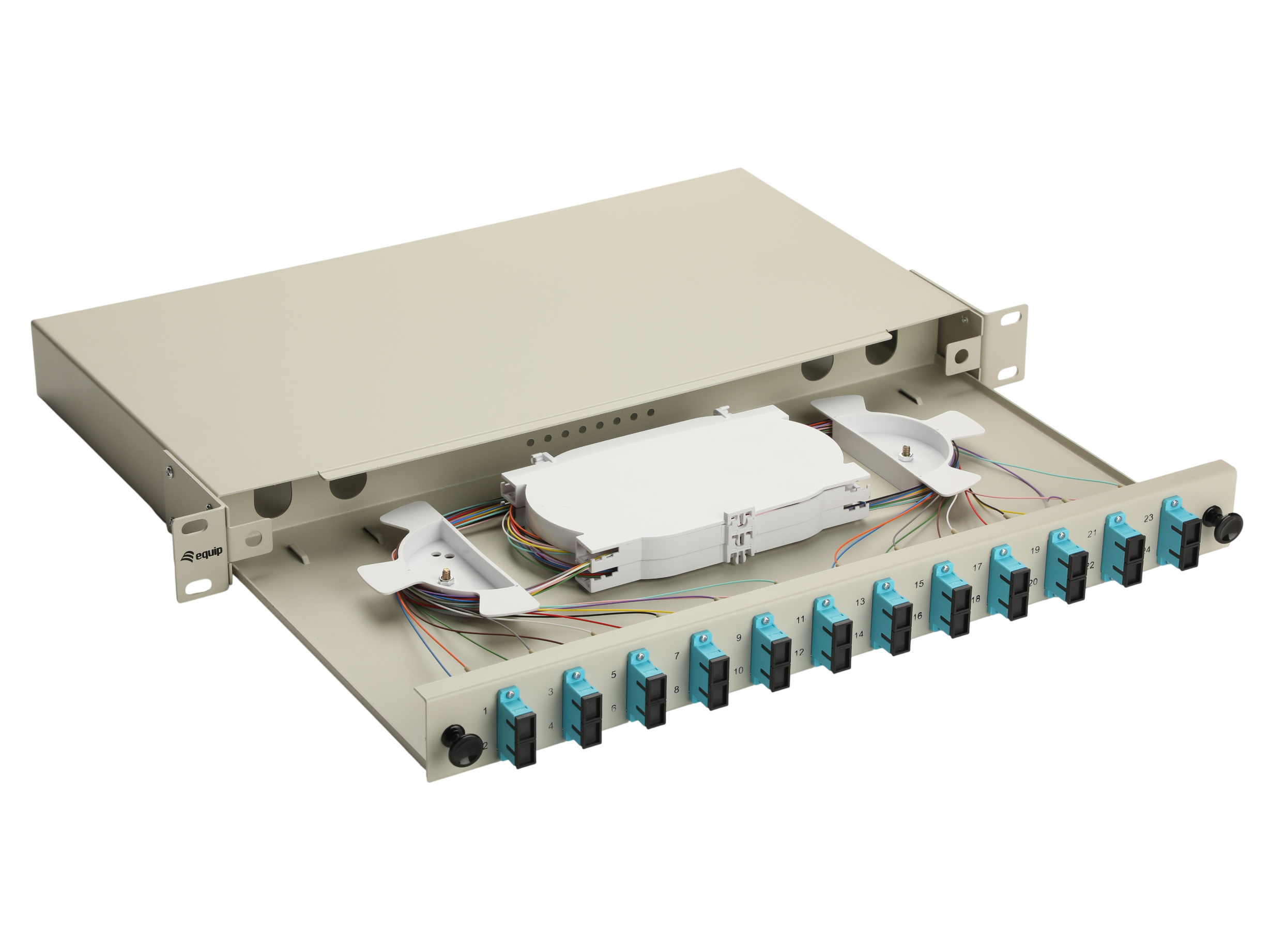 Equip LWL-Spleißkasten 12-Port SC-Duplex OM3 1U komplett gr