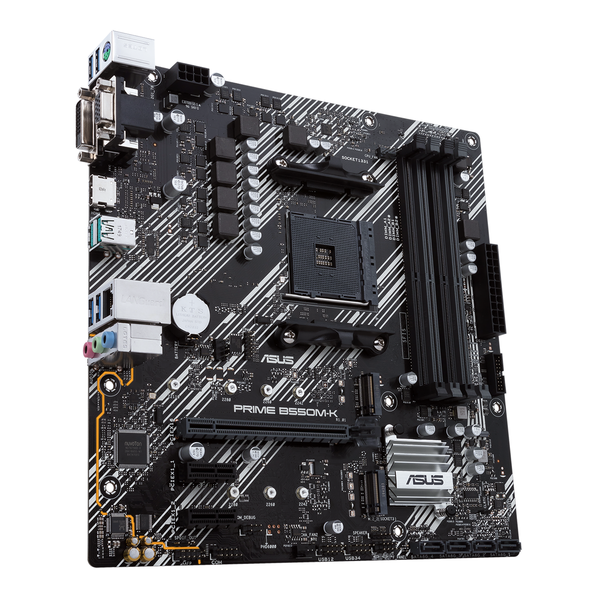 ASUS PRIME B550M-K mATX MB dual M.2 PCIe 4.0 1Gb Ethernet HDMI/D-Sub/DVI SATA 6Gbps USB3.2 Gen 2 Type-A