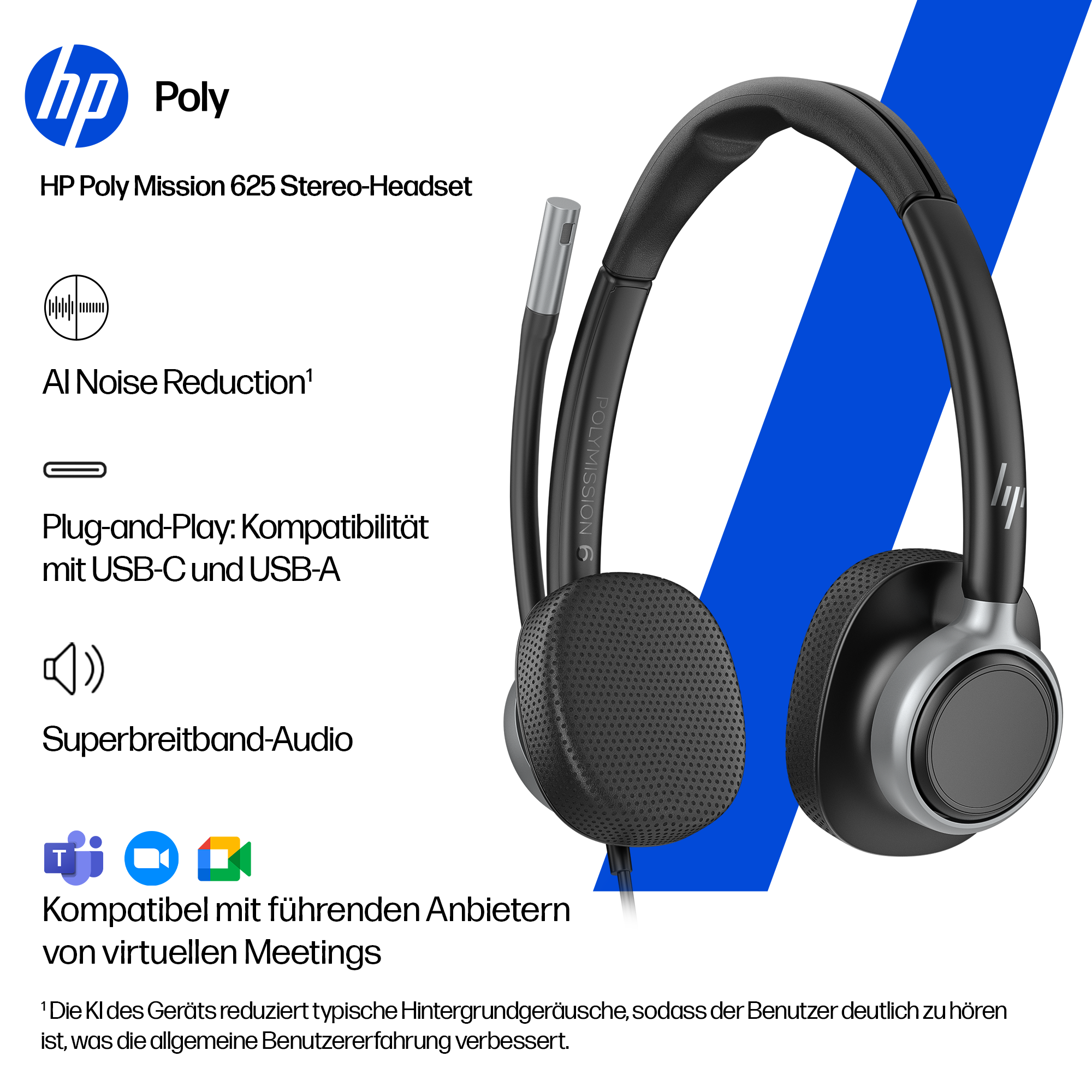 Poly Mission 615 Mono Teams USB-C/A bulk