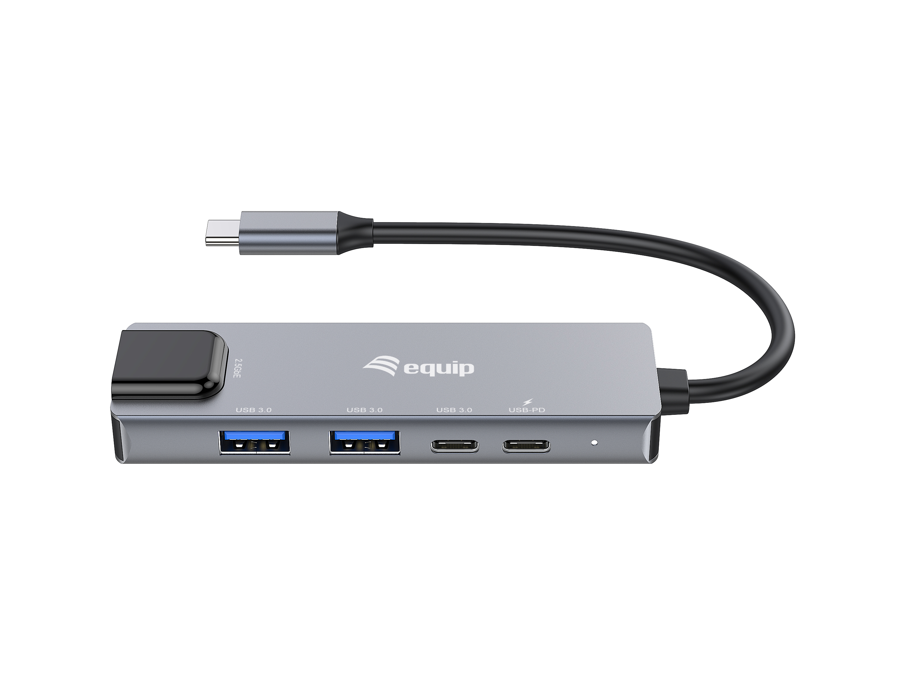 Equip Adapter USB-C->RJ45/2xUSB-A/USB-C/PD 0.25m Alu.