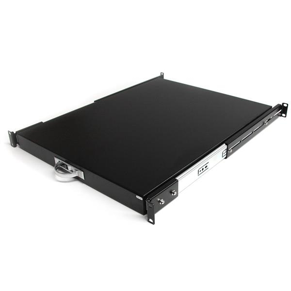 STARTECH.COM Ausziehbarer Fachboden für 19 Zoll Serverschrank - 55cm Sliding Rack Shelf belastbar bis 25 Kg - Stahlblech Schwarz