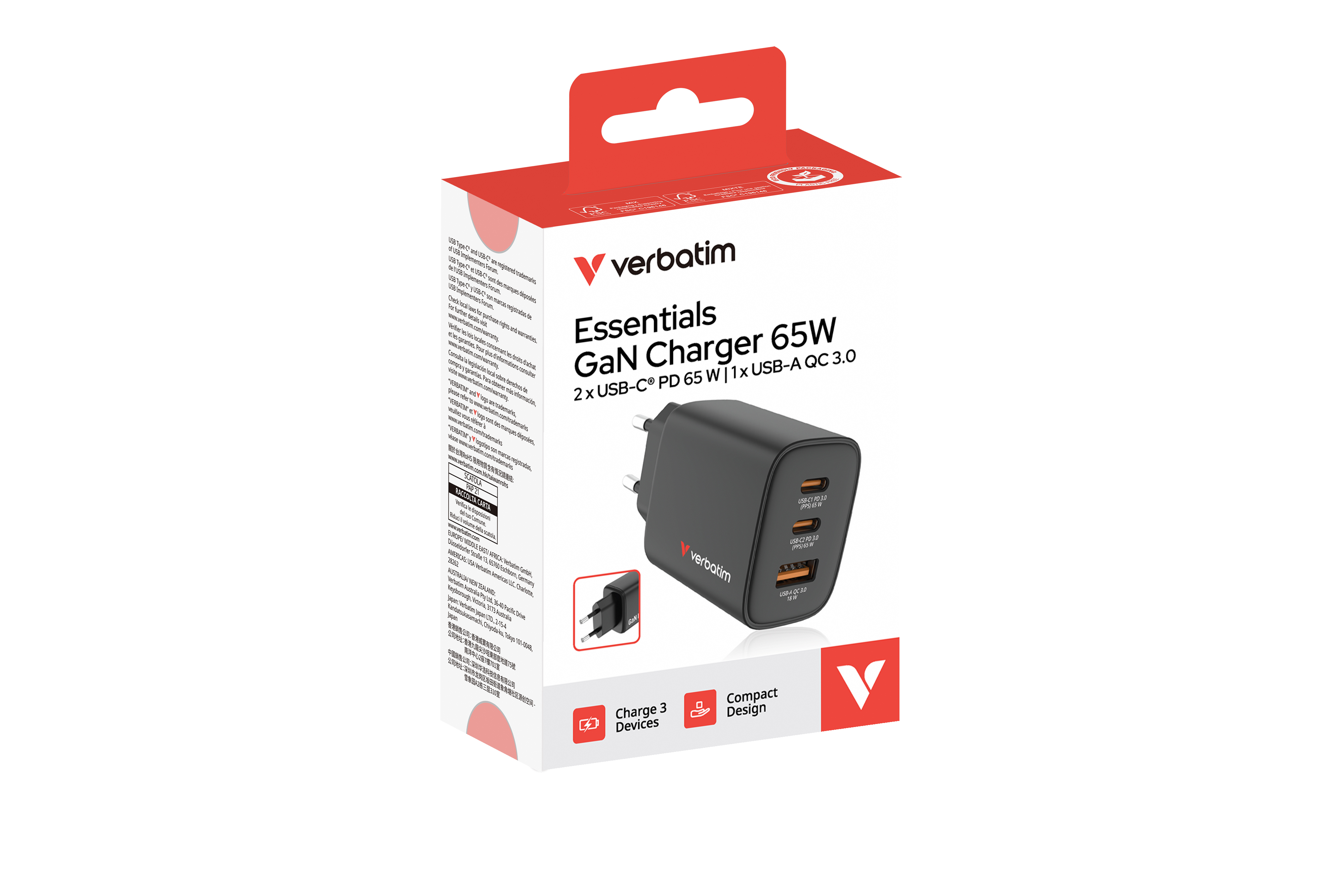 verbatim Essential Ladeadapter schwarz, 65 W