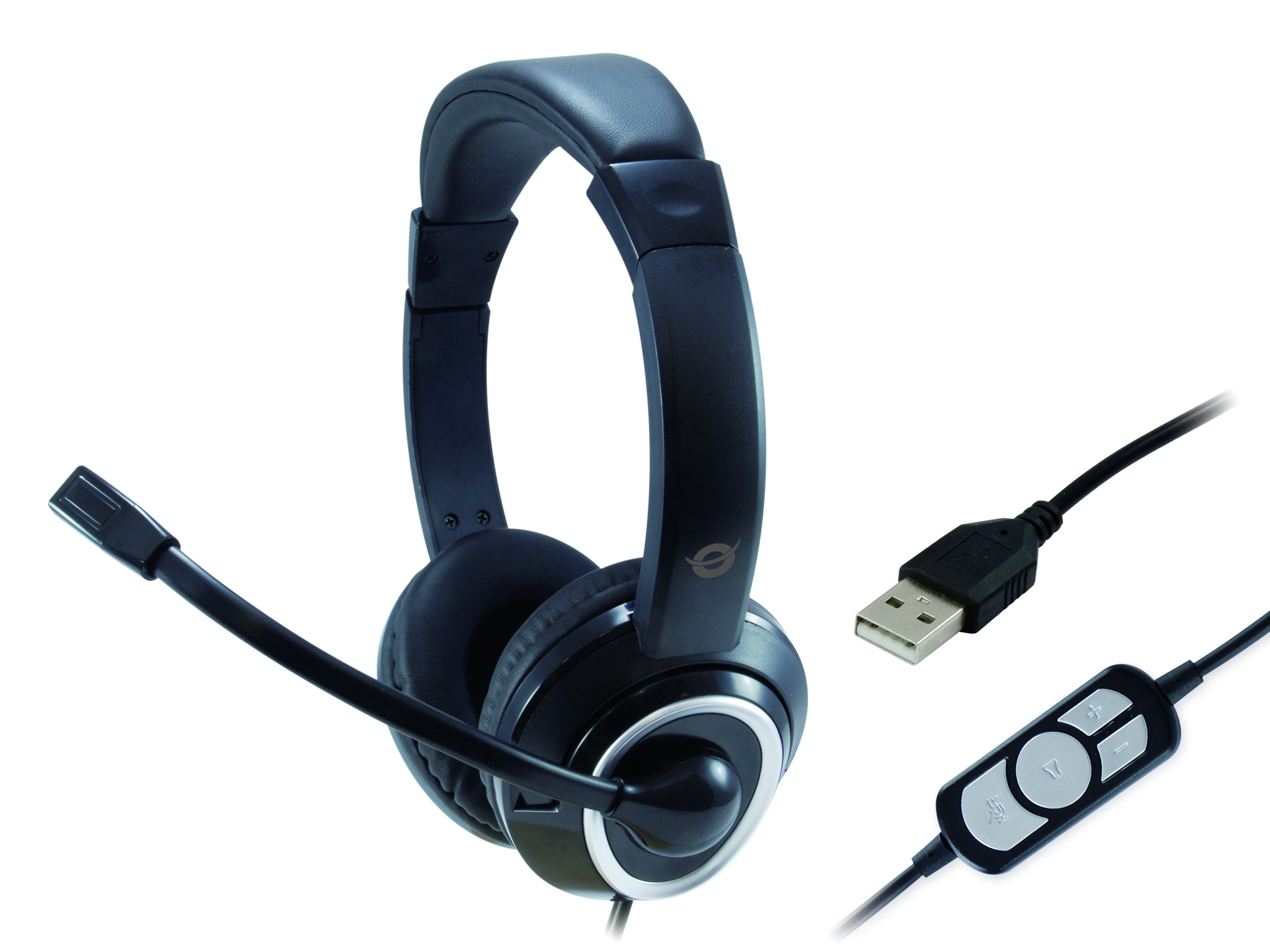 CONCEPTRONIC Headset Stereo USB-A/Mikro/Bedien. 2.00m sw