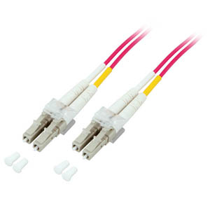 EFB LWL Kabel Duplex Jumper LC-LC 50/125 OM4 10 Meter LSZH Halogenfrei erika violett 2.0mm geprueft mit Messprotokoll