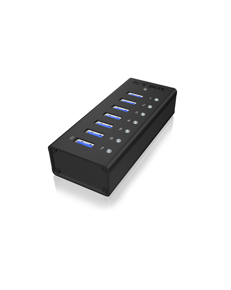 Hub 7-Port IcyBox USB 3.0 IB-AC618 Aluminium Gehäuse