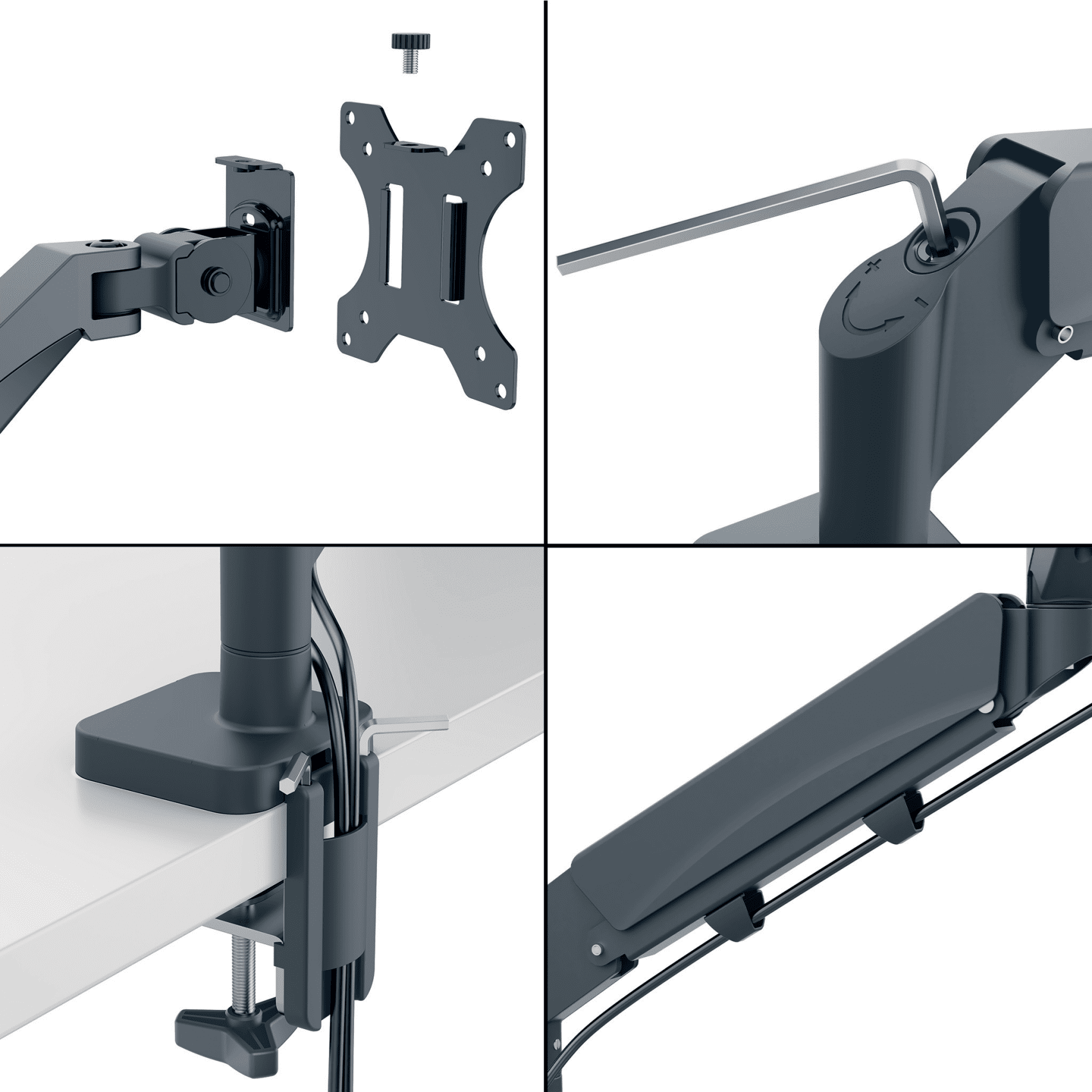 LEITZ Laptop-Monitor-Halterung Ergo 65380089 dunkelgrau für 1 Monitor und 1 Laptop, Tischklemme