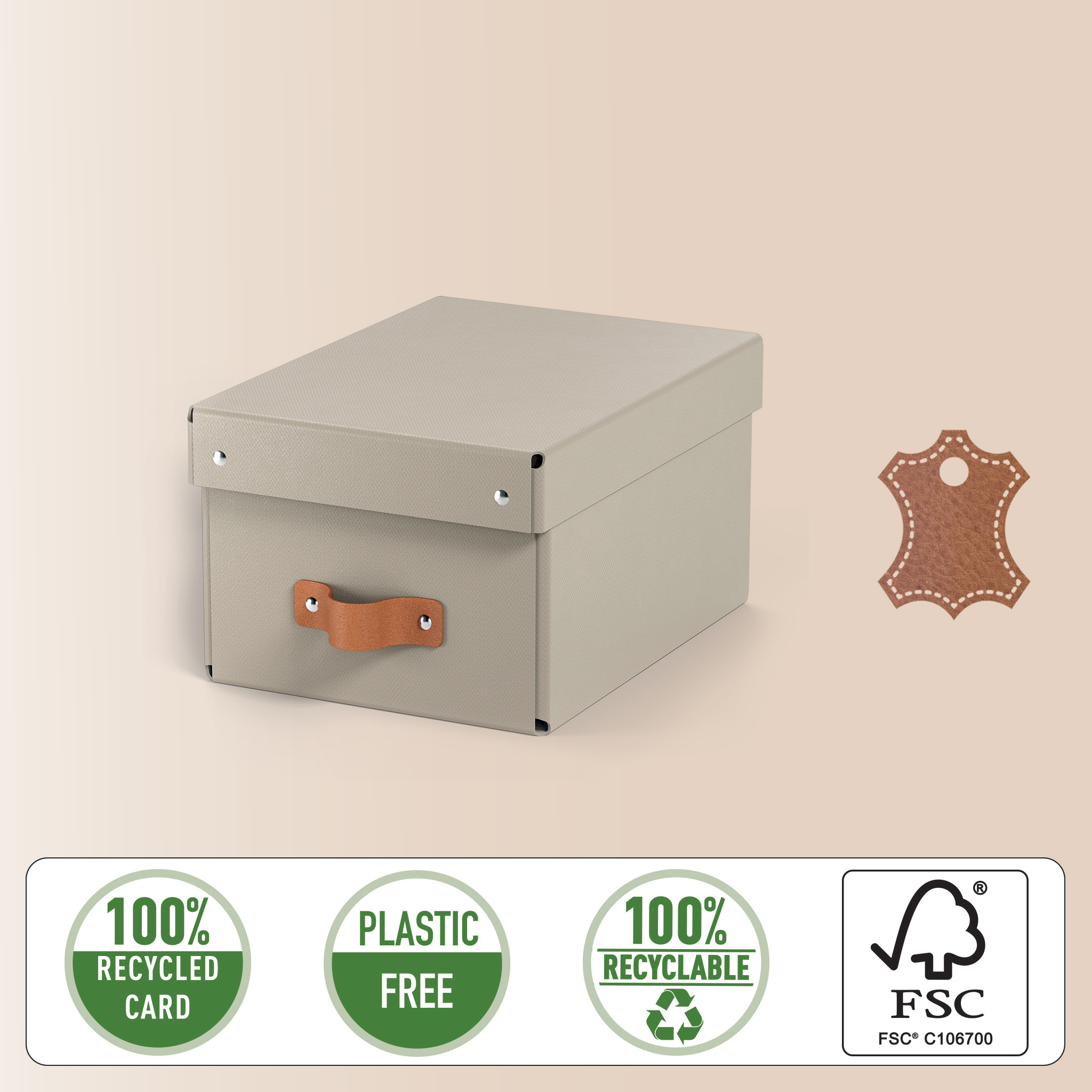 LEITZ Puro Aufbewahrungsboxen 7,0 l beige 20,0 x 28,0 x 15,0 cm, 2 St.