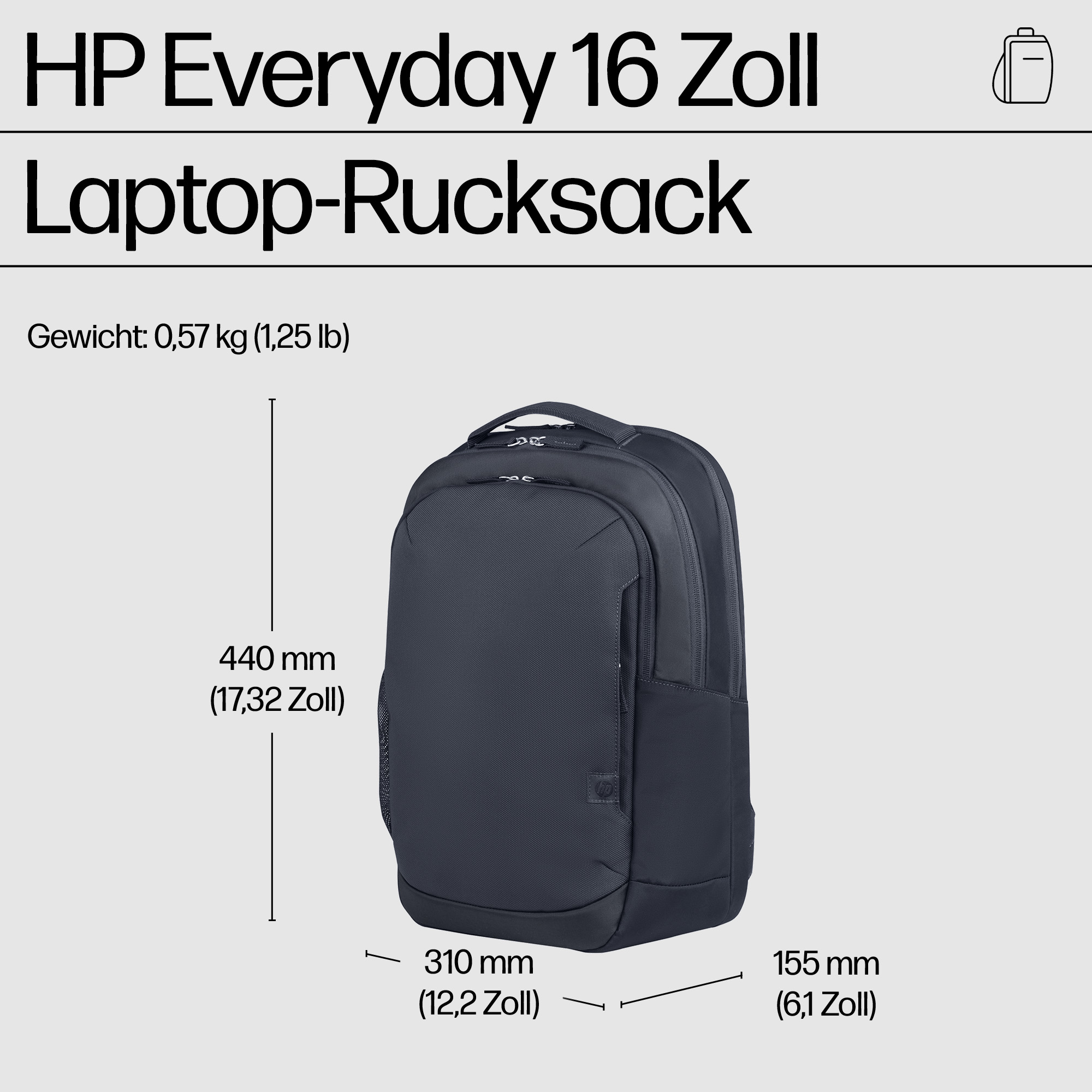 HP Everyday 40,64cm 16Zoll Odyssey Gray Laptop Backpack