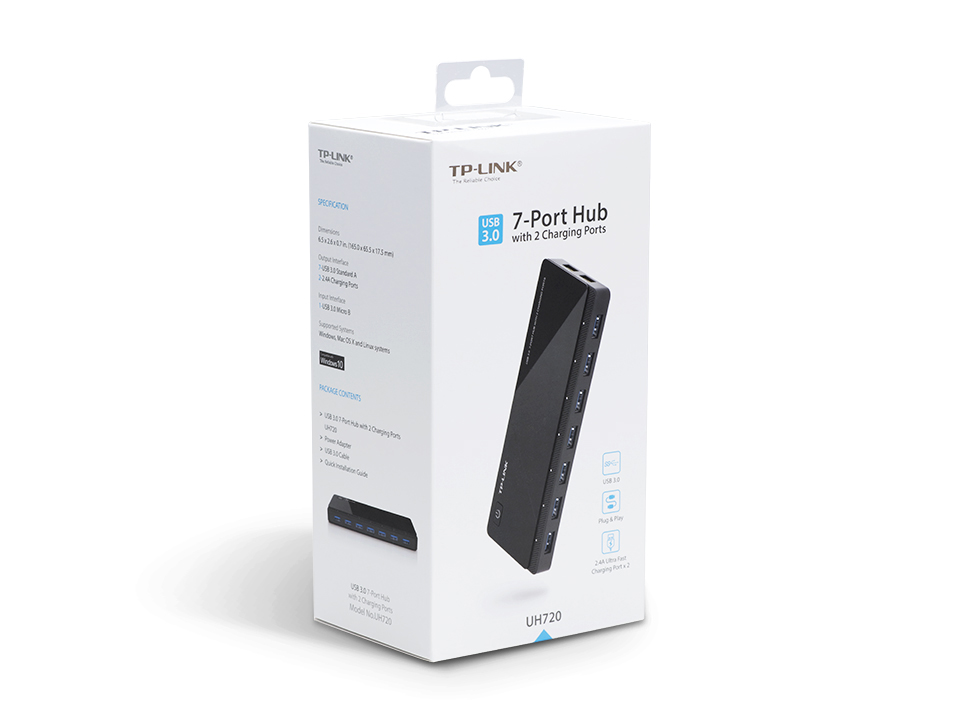 7-Port-USB-3.0-Hub mit 2 Ladeports (UH720), USB-Hub