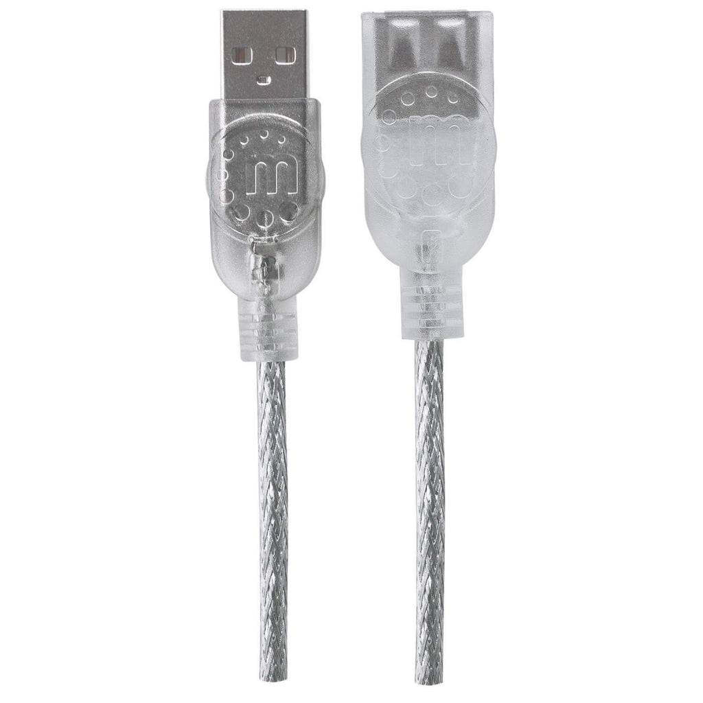MANHATTAN Hi-Speed USB 2.0 Verlängerungskabel USB 2.0 Typ A Stecker - Typ A Buchse 480 Mbps 1,8m Silber