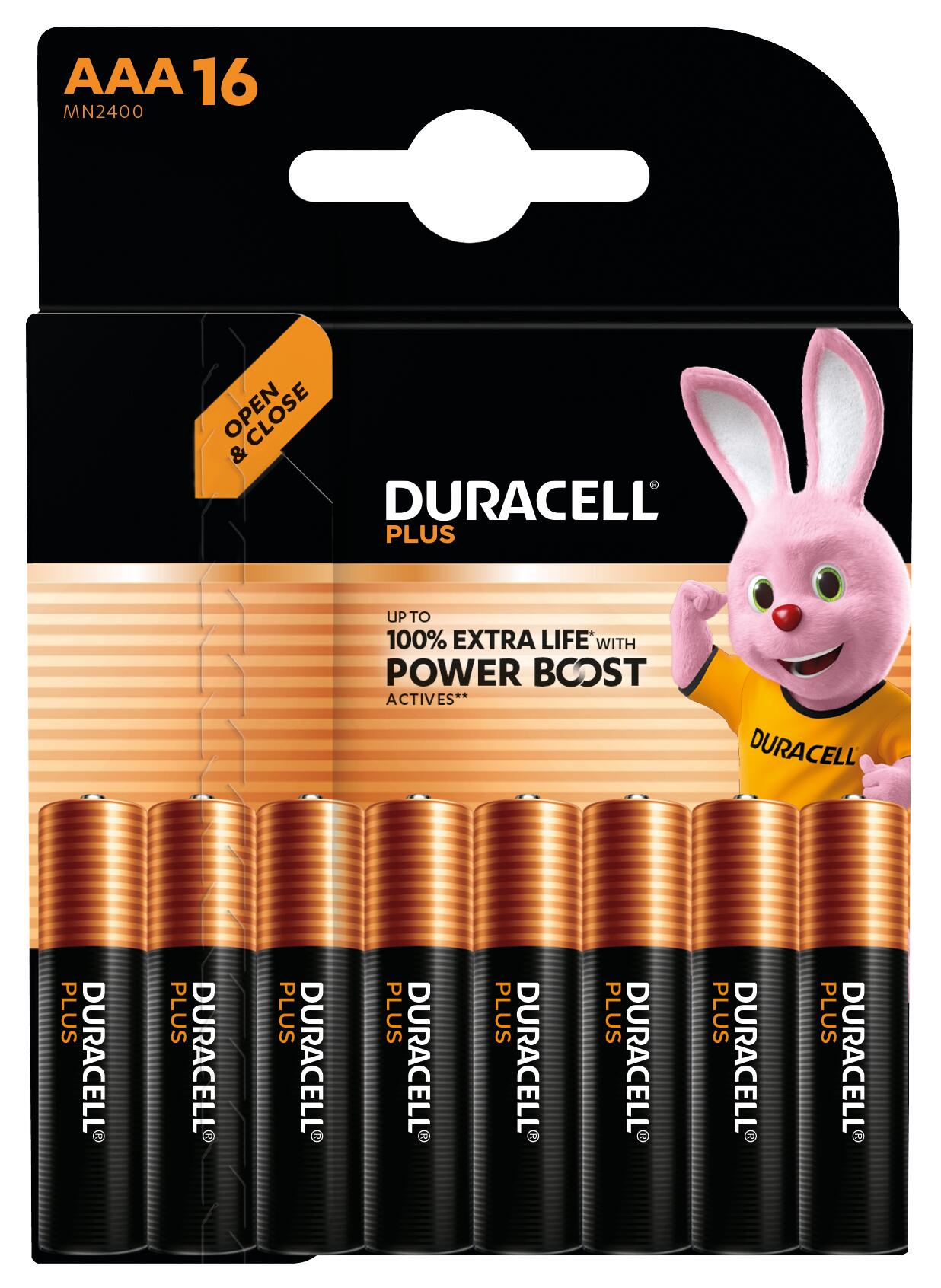 DURACELL Batterien PLUS Alkali-Mangan Micro AAA 1,5 V, 16 St.