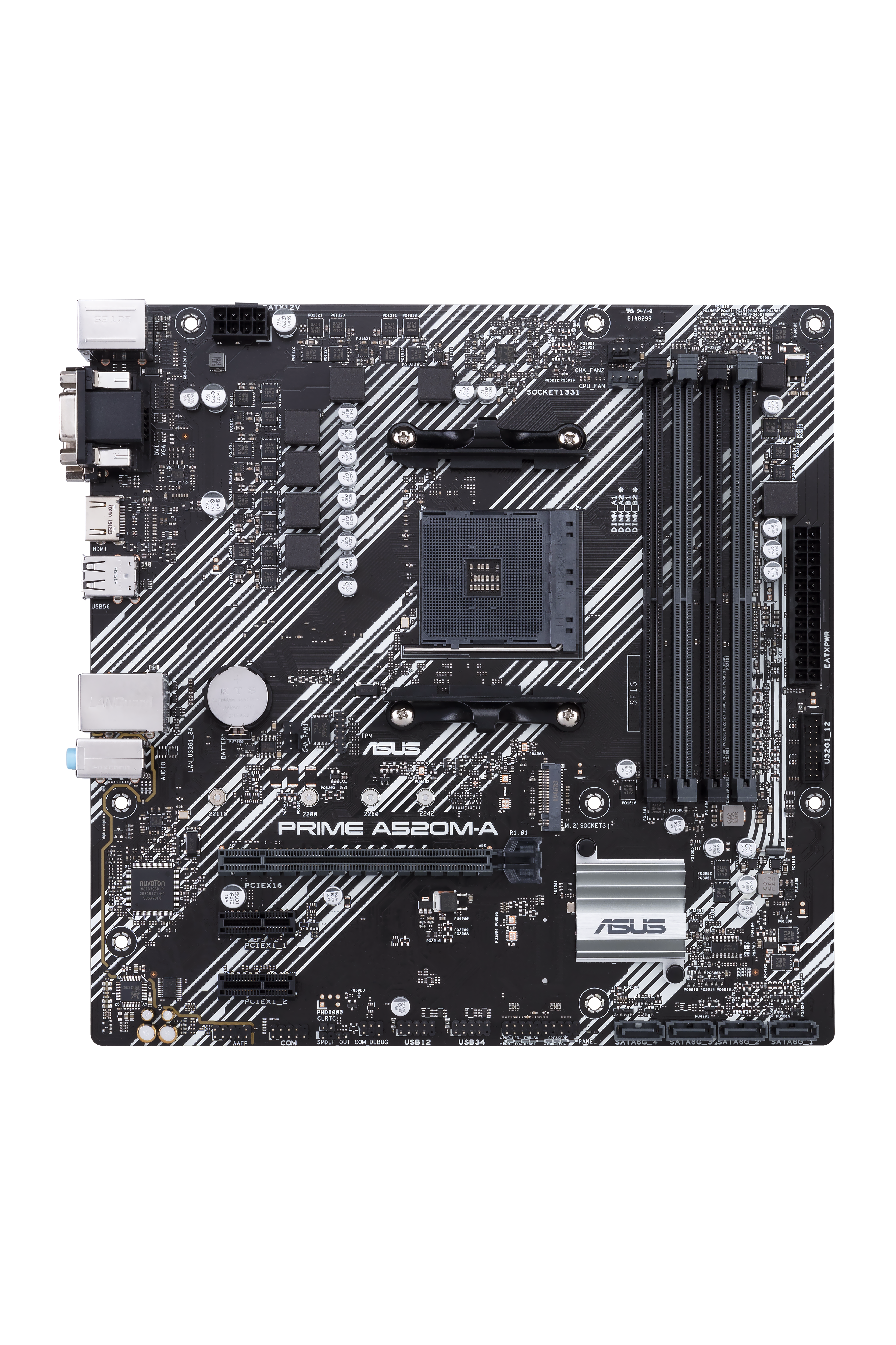 ASUS PRIME A520M-A II/CSM AMD A520 Socket AM4 mATX motherboard features M.2 DP HDMI D-Sub SATA 6 Gbps USB 3.2 Gen 1 ports