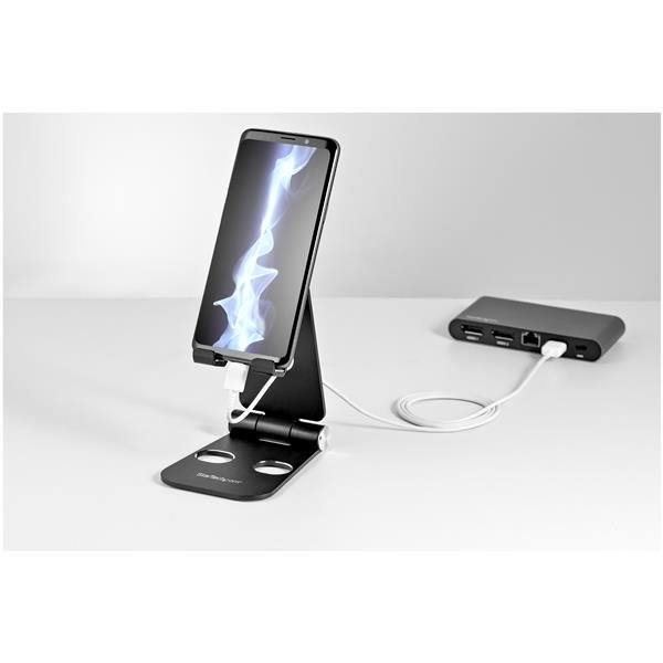 SMARTPHONE AND TABLET STAND - PORTABLE AND FOLDABLE - BLACK