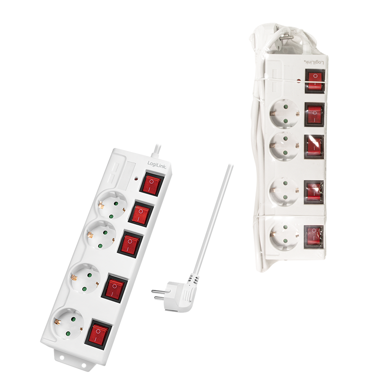Logilink Steckdosenleiste 4-fach,4xCEE 7/3,m. 5Schalter,weiß