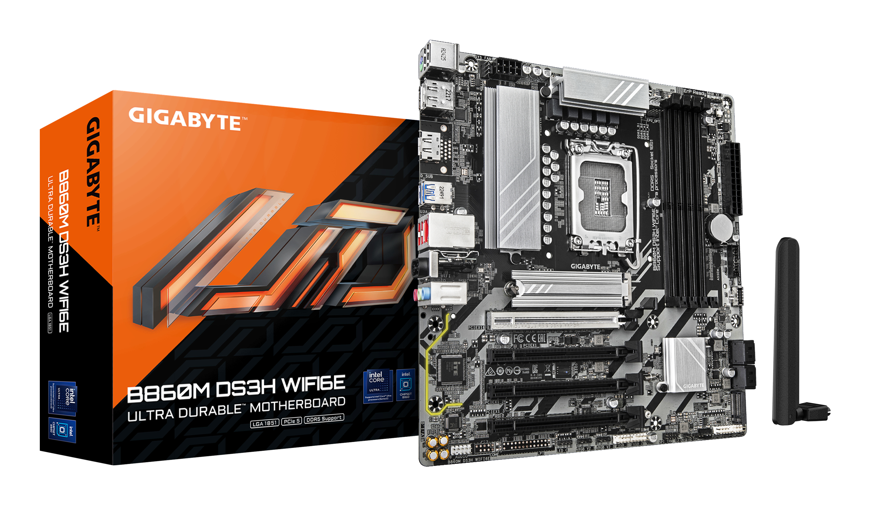 GIGABYTE B860M DS3H WIFI6E LGA1851 4xDDR5 mATX HDMI 2xDP USB WIFI MB