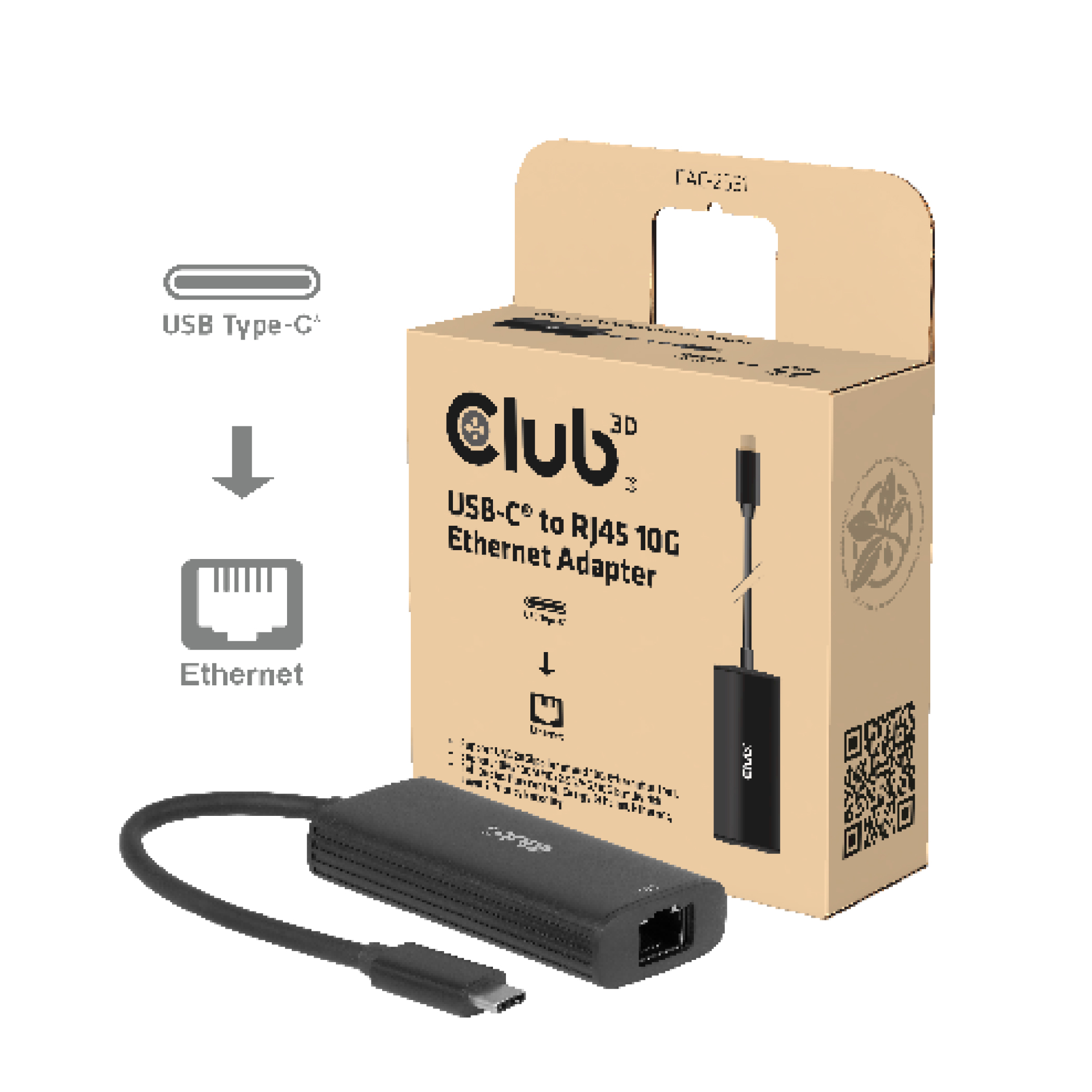 Club3D Adapter USB-C > RJ45 10Gbps St/Bu retail