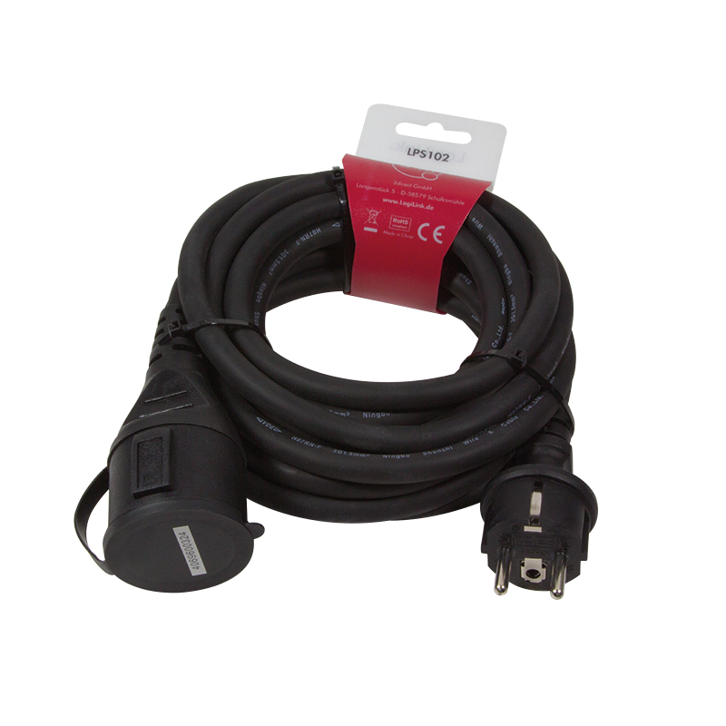 Logilink Strom-Verlängerungskabel 5m schwarz