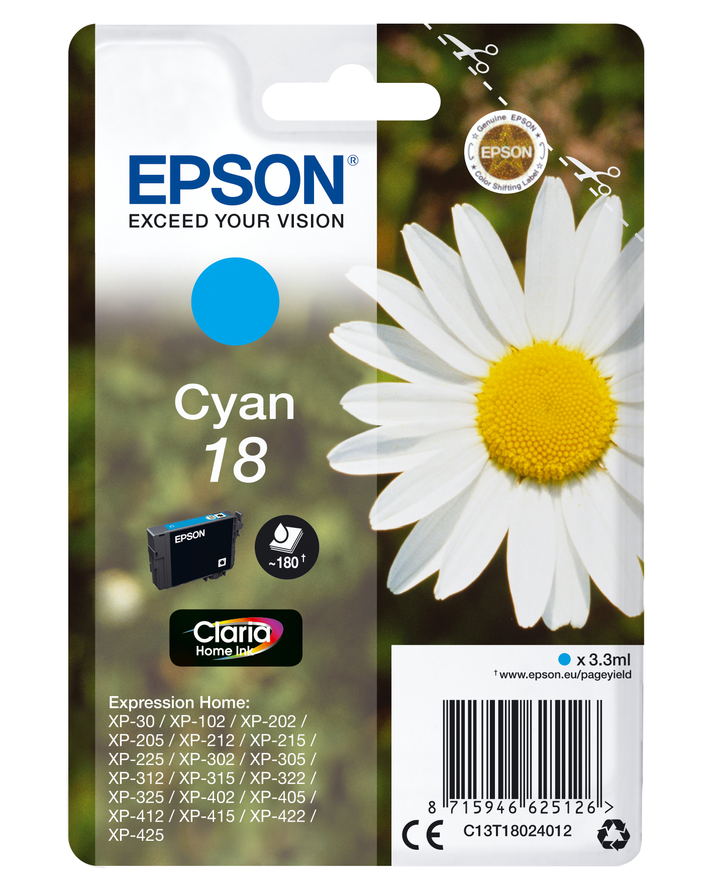 EPSON 18 / T1802 (Gänseblümchen) cyan Druckerpatrone