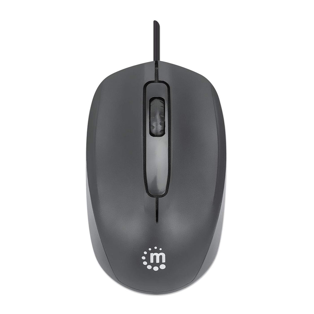 MANHATTAN Comfort II Optische USB-Maus USB-A drei Tasten plus Mausrad 1000 dpi für Links- und Rechtshänder 1,2 m Kabel schwarz