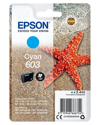EPSON 4LB Singlepack Cyan 603 Ink w/s