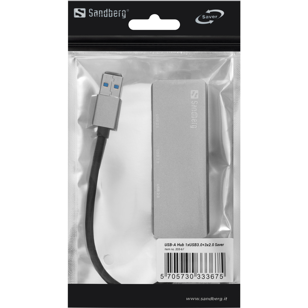 SANDBERG USB-A Hub 1xUSB3.0+3x2.0 SAVER