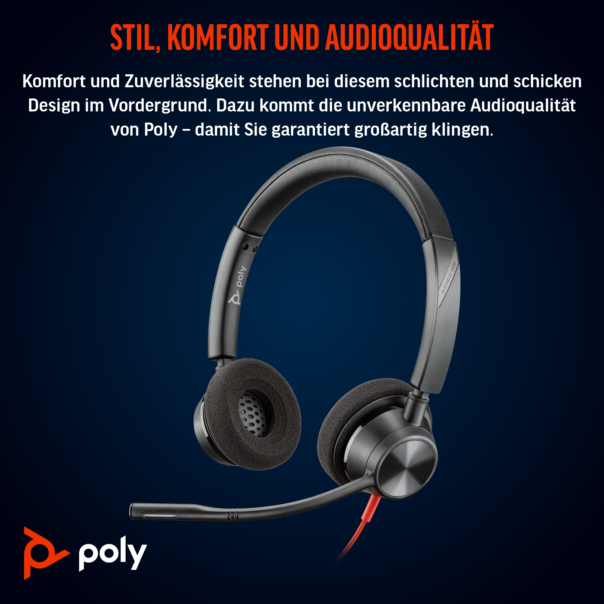 Poly Blackwire 3320 USB-C Stereo-Headset +USB-C/A-Adapter