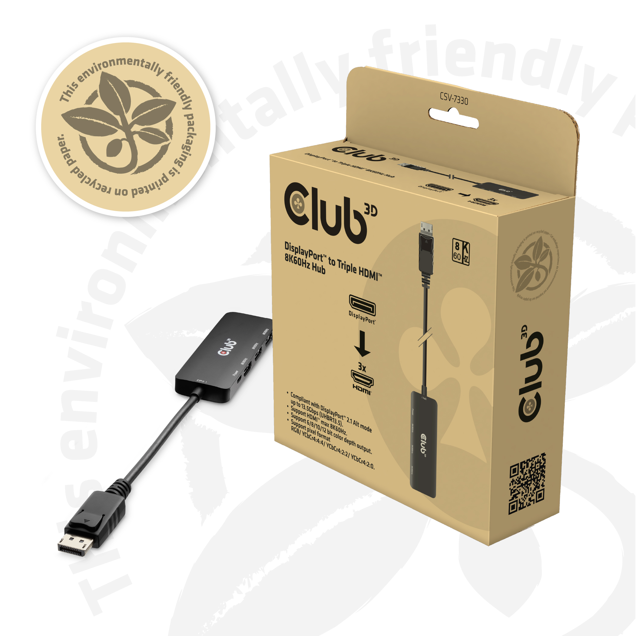 Club3D Adapter DisplayPort 2.1 > 3x HDMI 2.1 8K60Hz retail