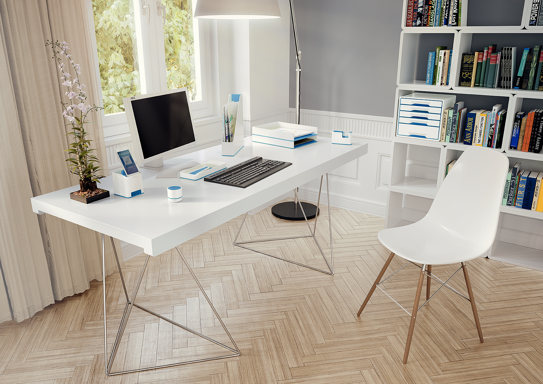 LEITZ Briefablage WOW Duo Colour perlweiß/blau DIN A4, 1 St.