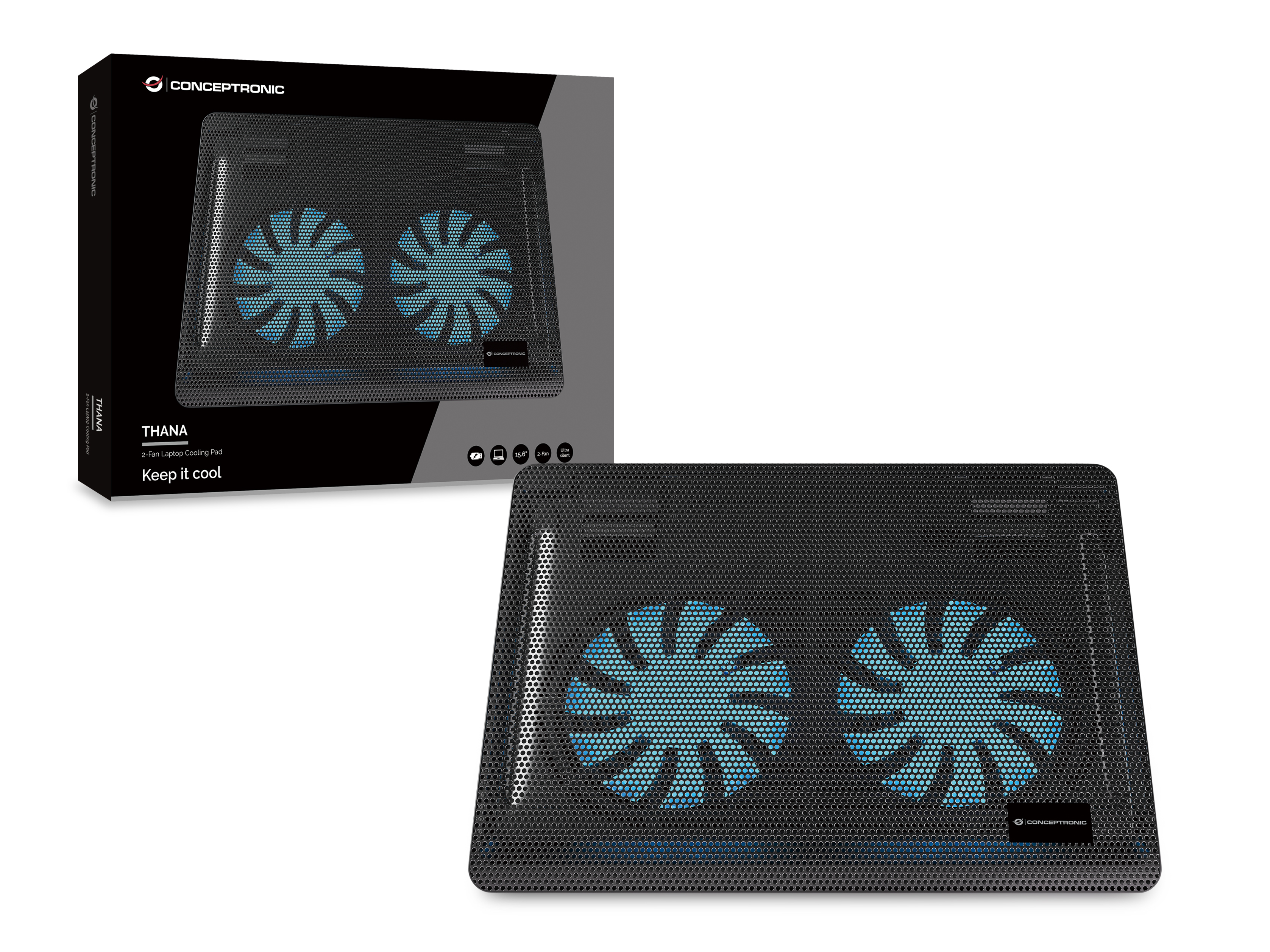 CONCEPTRONIC 2-Fan USB-A2.0 Laptop-Kühlpad 3Kg 15.6 sw