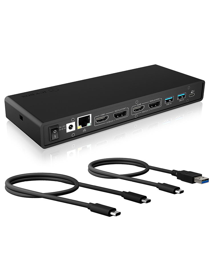 Dockingstation IcyBox USB Type-C mit 2 Videoschnittstellen retail