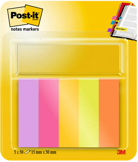 Post-it® Page Marker Energetic Haftmarker farbsortiert 5x 50 Streifen