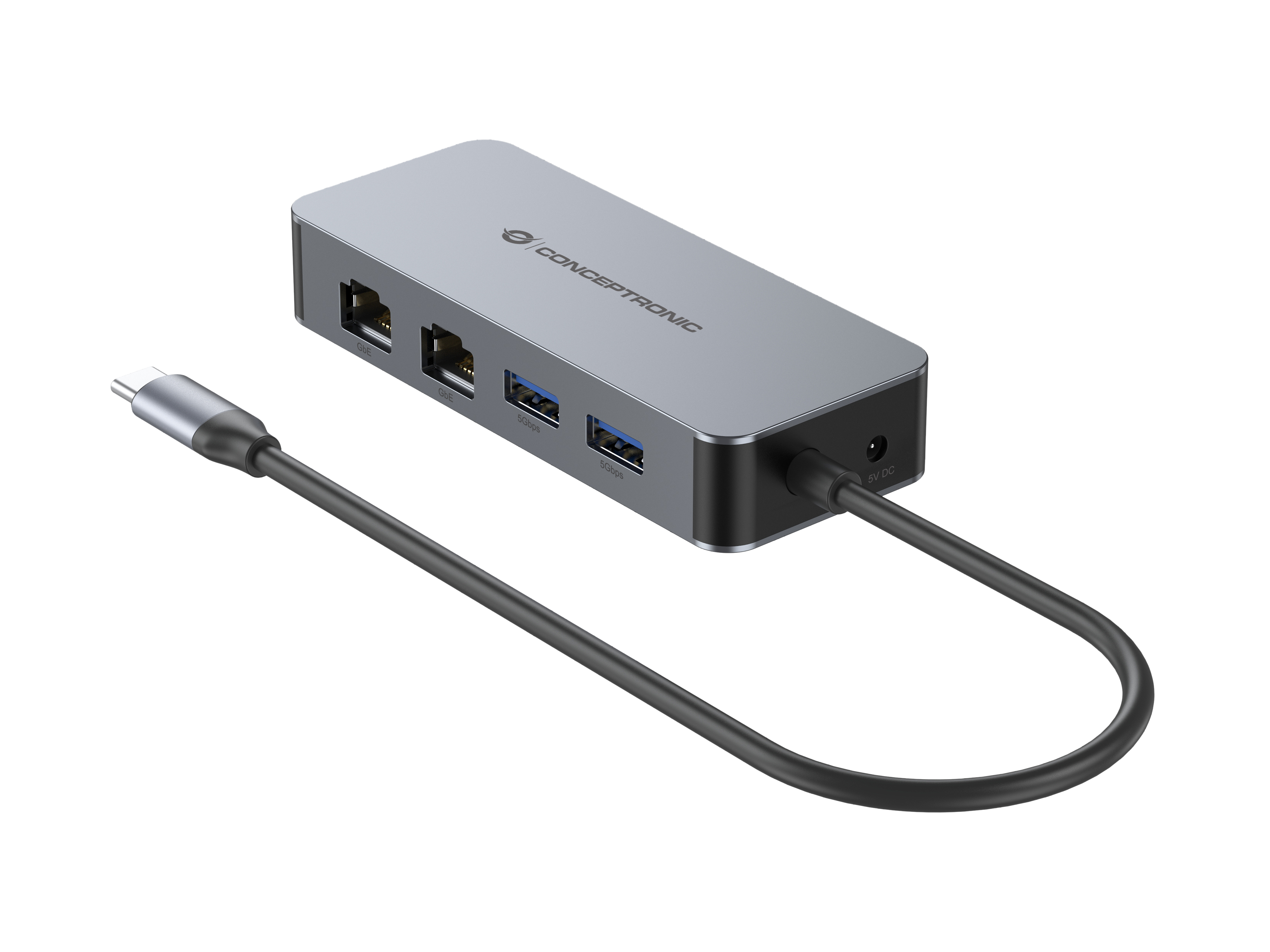 CONCEPTRONIC Adapter USB-C->2xGbE+2xUSB-A3.2 5Gbs 0.30m gr