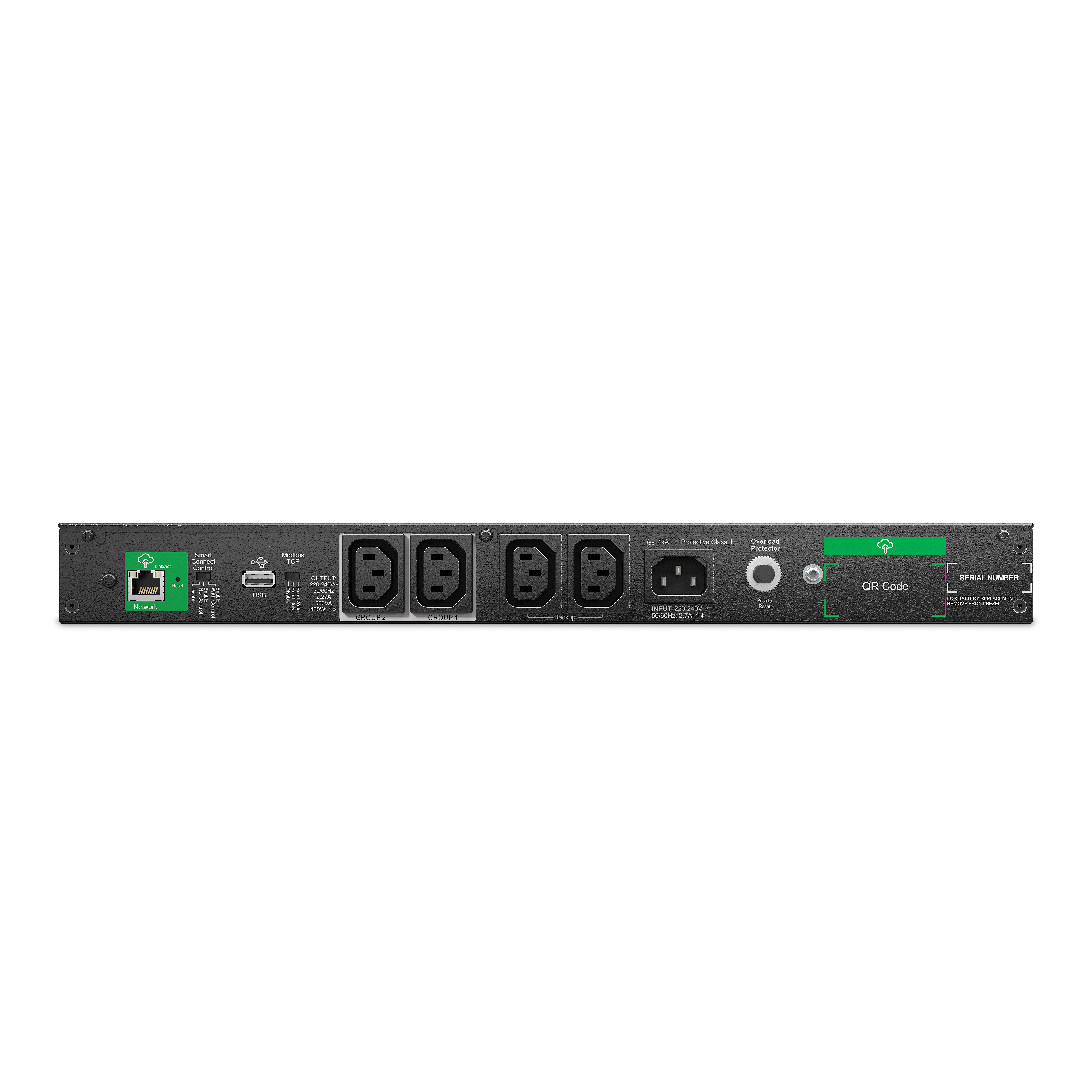 APC Smart-UPS SC SCL500RMI1UC UPS Rack Li-ion AC 230V 400Watt 500VA 1-phase Ethernet 10/100 USB output connectors 4 1U Black silver