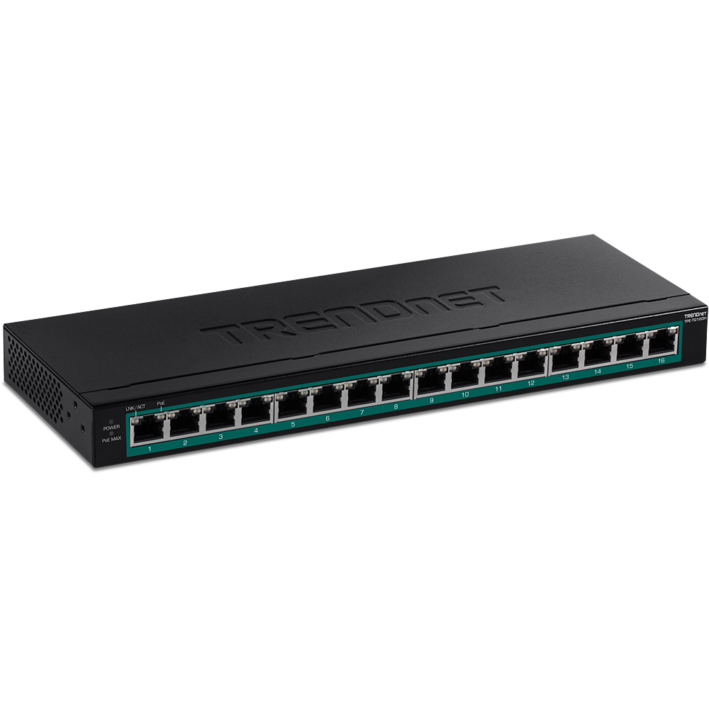 TRENDnet Switch 16-Port Gigabit PoE+ (123W)