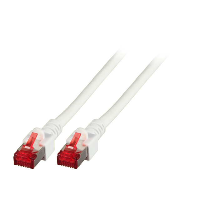 EFB RJ45 Patchkabel S/FTP Cat.6 LSZH 30m WEISS reines Kupfer Laengenaufdruck auf Knickschutztuelle patentiert