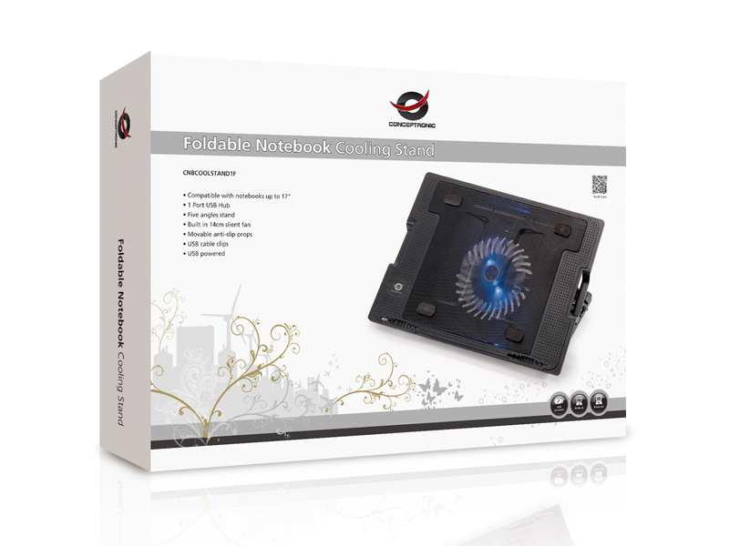 CONCEPTRONIC 1-Fan USB-A2.0 Laptop-Kühlpad 40Kg ERGO 17 sw