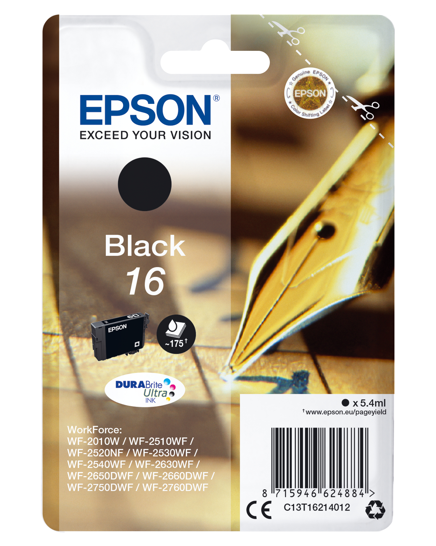 EPSON 16 / T1621 (Füller) schwarz Druckerpatrone