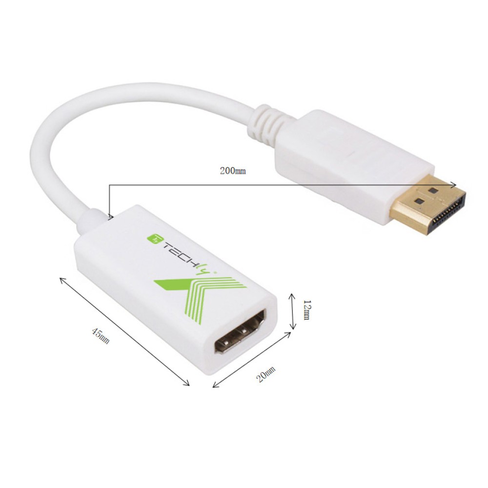 TECHLY Adapter DisplayPort M 1.2 auf HDMI F passiv 1080p 60Hz weiss