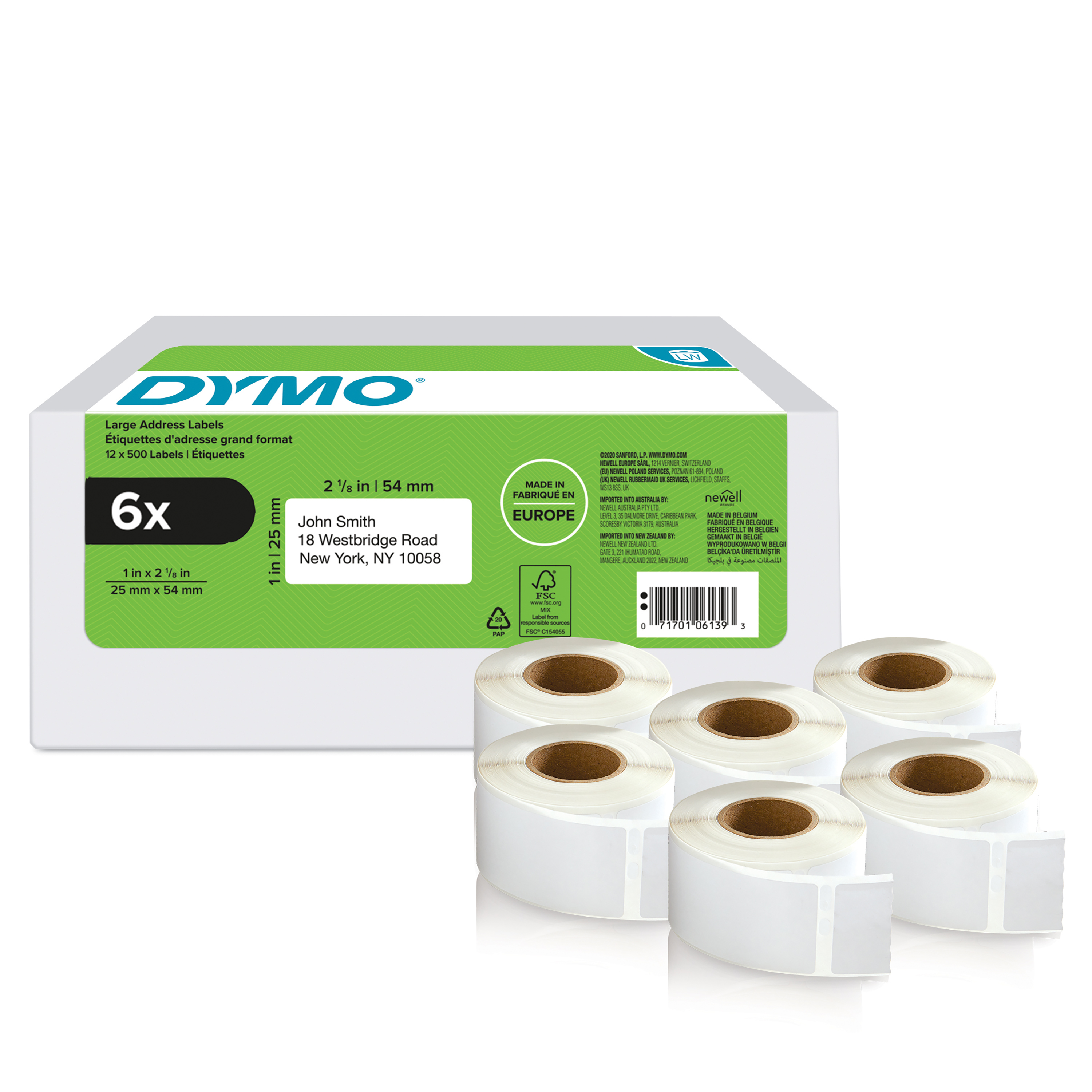 DYMO LW-Rücksendeadress-Etiketten groß 25x54mm 6x 500St/Rol