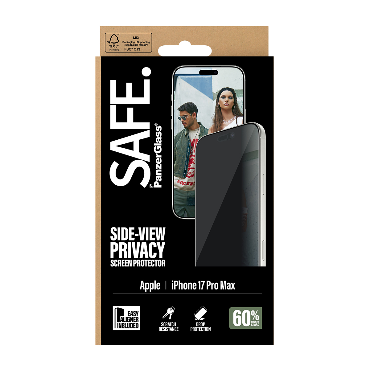 SAFE. BY PRIVACY SCREEN PROTECT MAX ULTRA-WIDE FIT W. EASYALIGNE