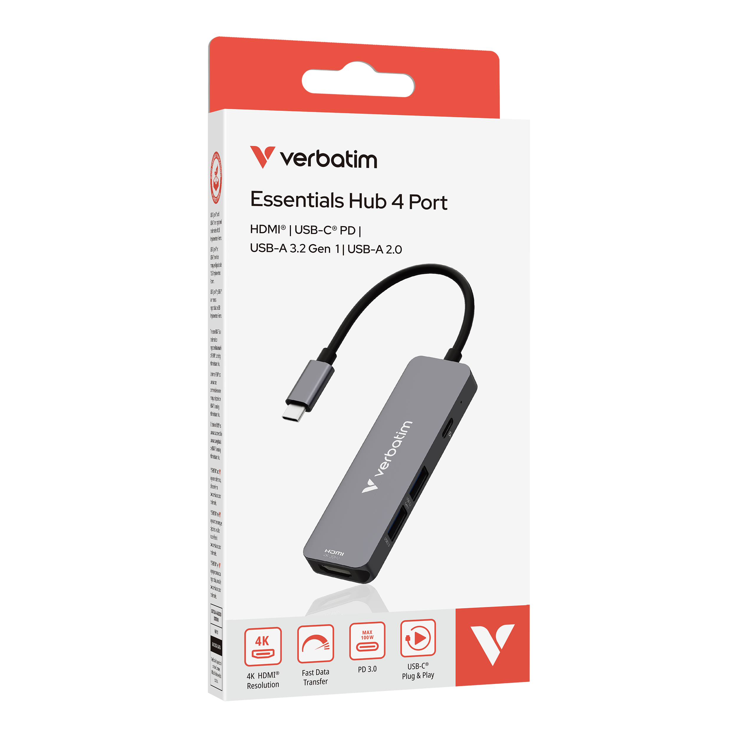 Verbatim USB-C Essentials Multi- Port Hub 4 Port 32155