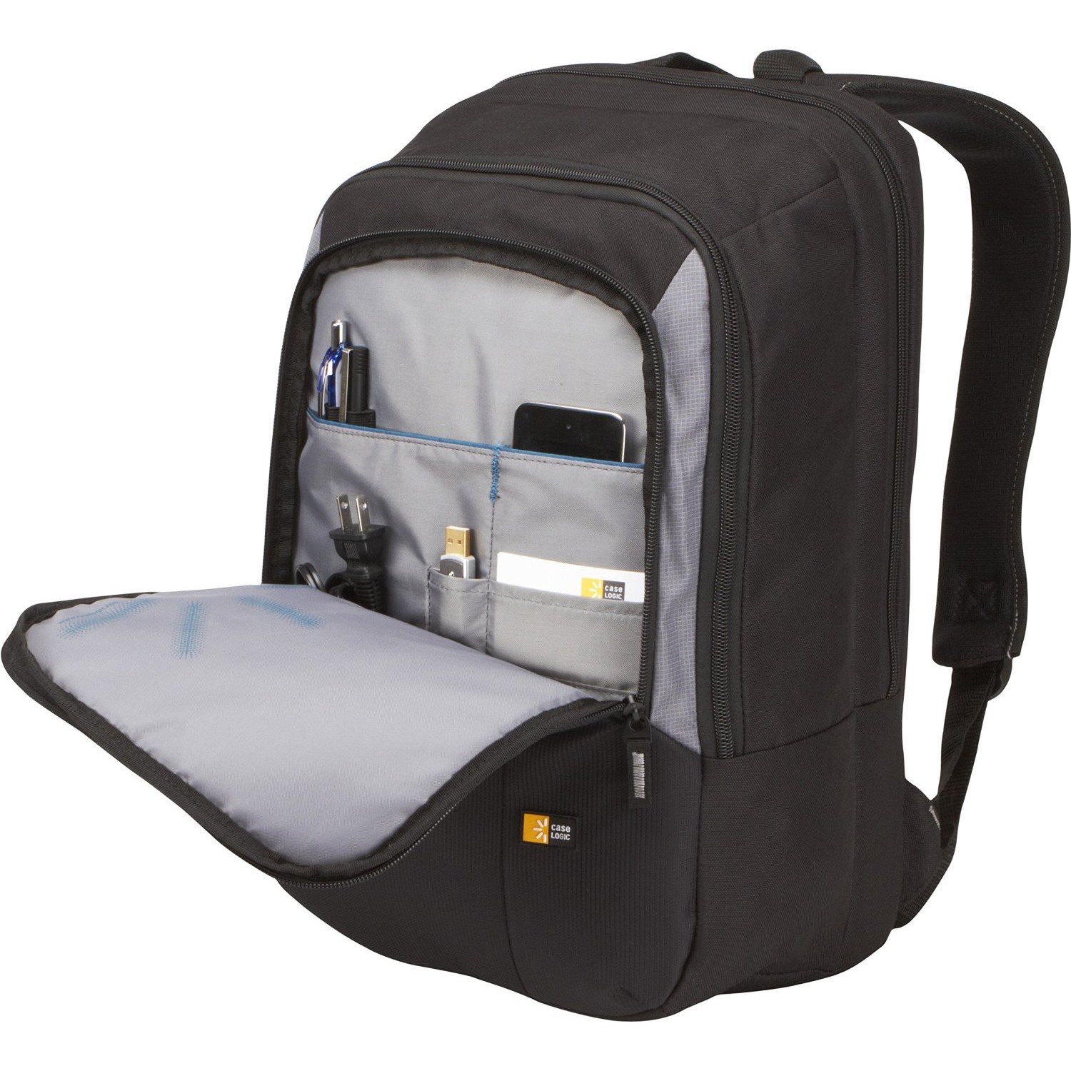 case LOGIC® Laptop-Rucksack Backpack Polyester schwarz, grau 25,2 l bis 43,2 cm (17 Zoll)
