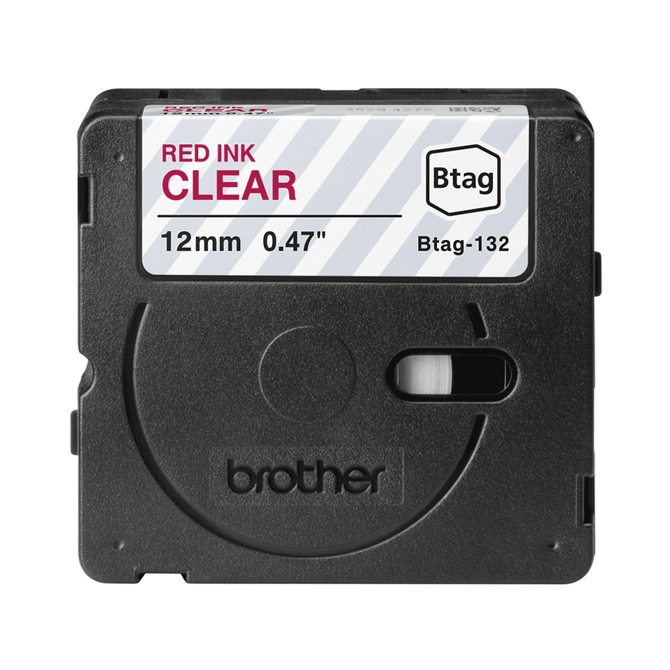 brother Schriftband Btag BTAG132, 12 mm, rot auf transparent, 1 St.