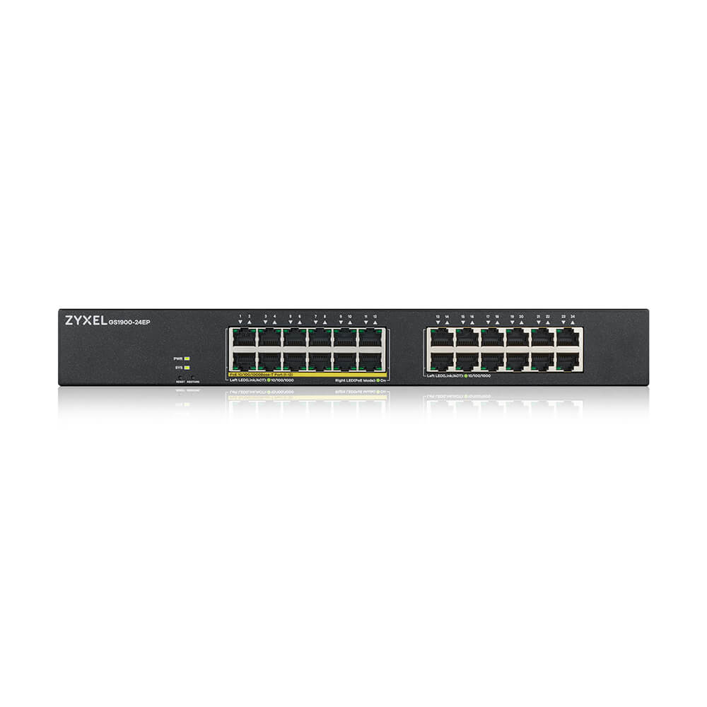 ZYXEL GS1900-24EP 24-port GbE L2 12 Port PoE Smart Switch rackmount 130 Watt