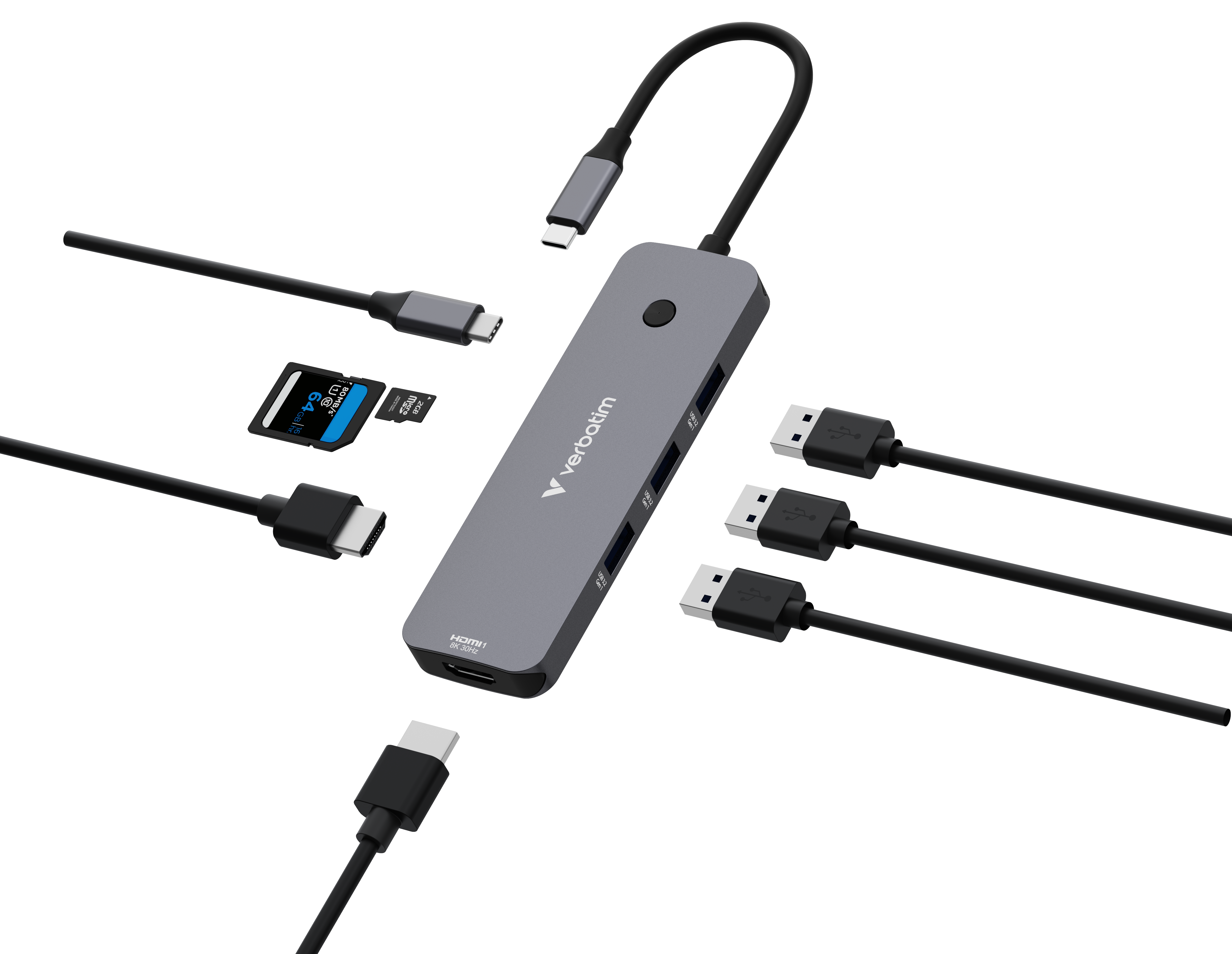 Verbatim USB-C Pro Multiport-Hub mit 8 Anschlüssen CMH-08