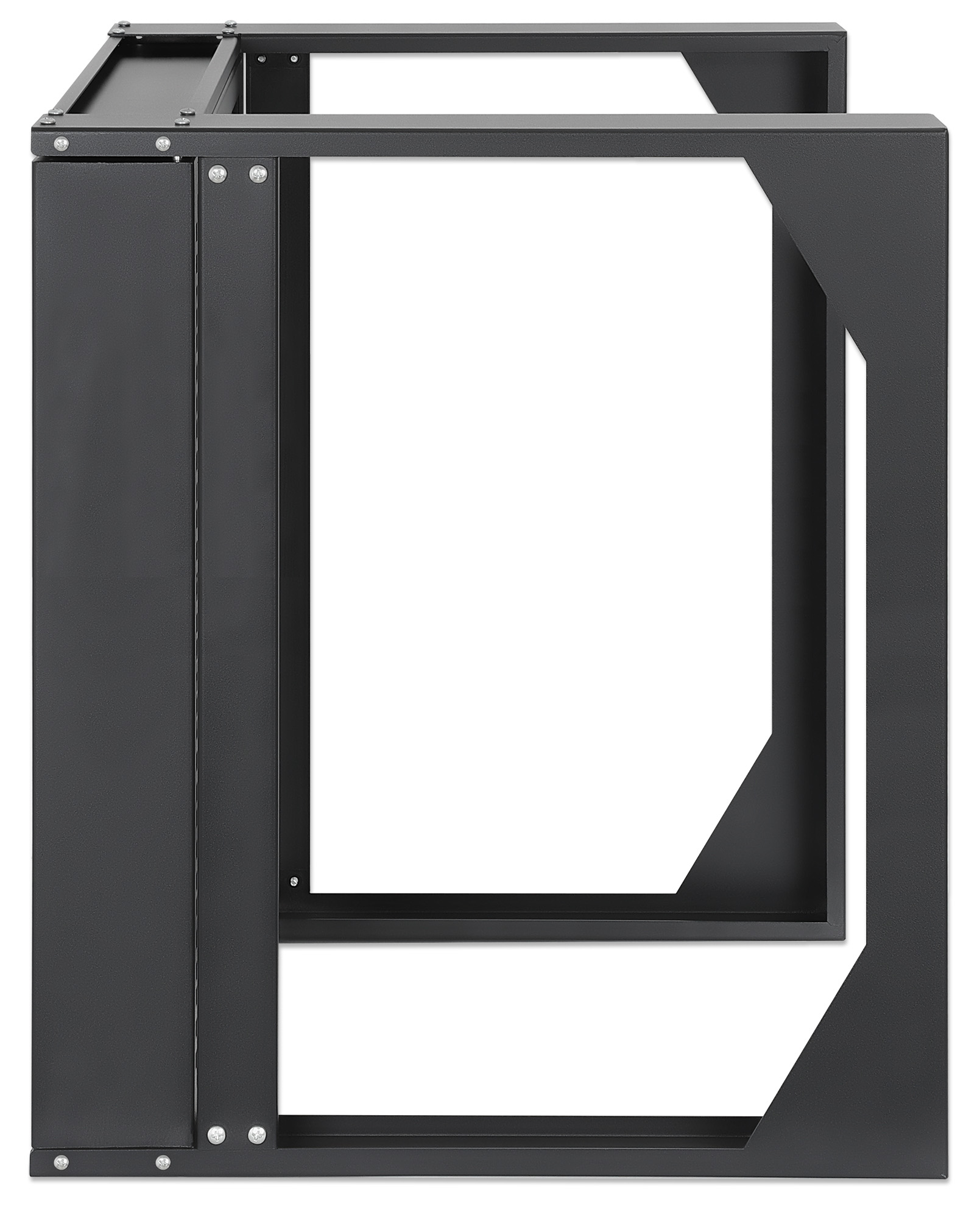 INTELLINET 48,3cm 19Z Laborgestell zur Wandmontage 2 Tragschienen 9 HE Offener Schwenkrahmen 450 mm Tiefe Flatpack schwarz RAL 9004