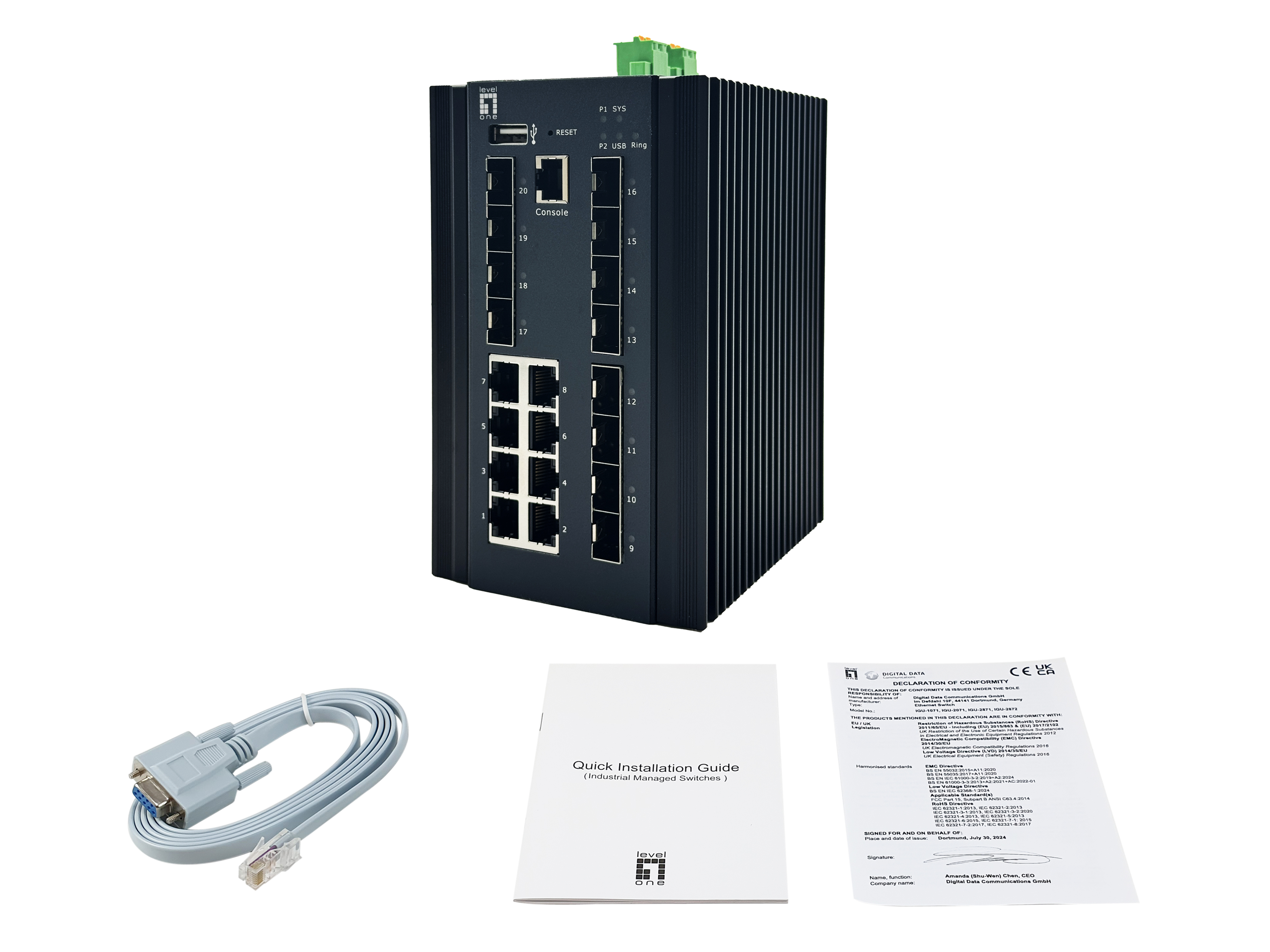 LevelOne Industr.Switch 8xGE/8x1GSFP/4x10GSFP+ Managed L2
