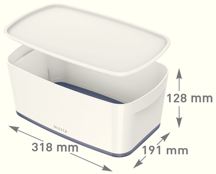 LEITZ MyBox Aufbewahrungsbox 5,0 l perlweiß/grau 31,8 x 19,1 x 12,8 cm, 1 St.