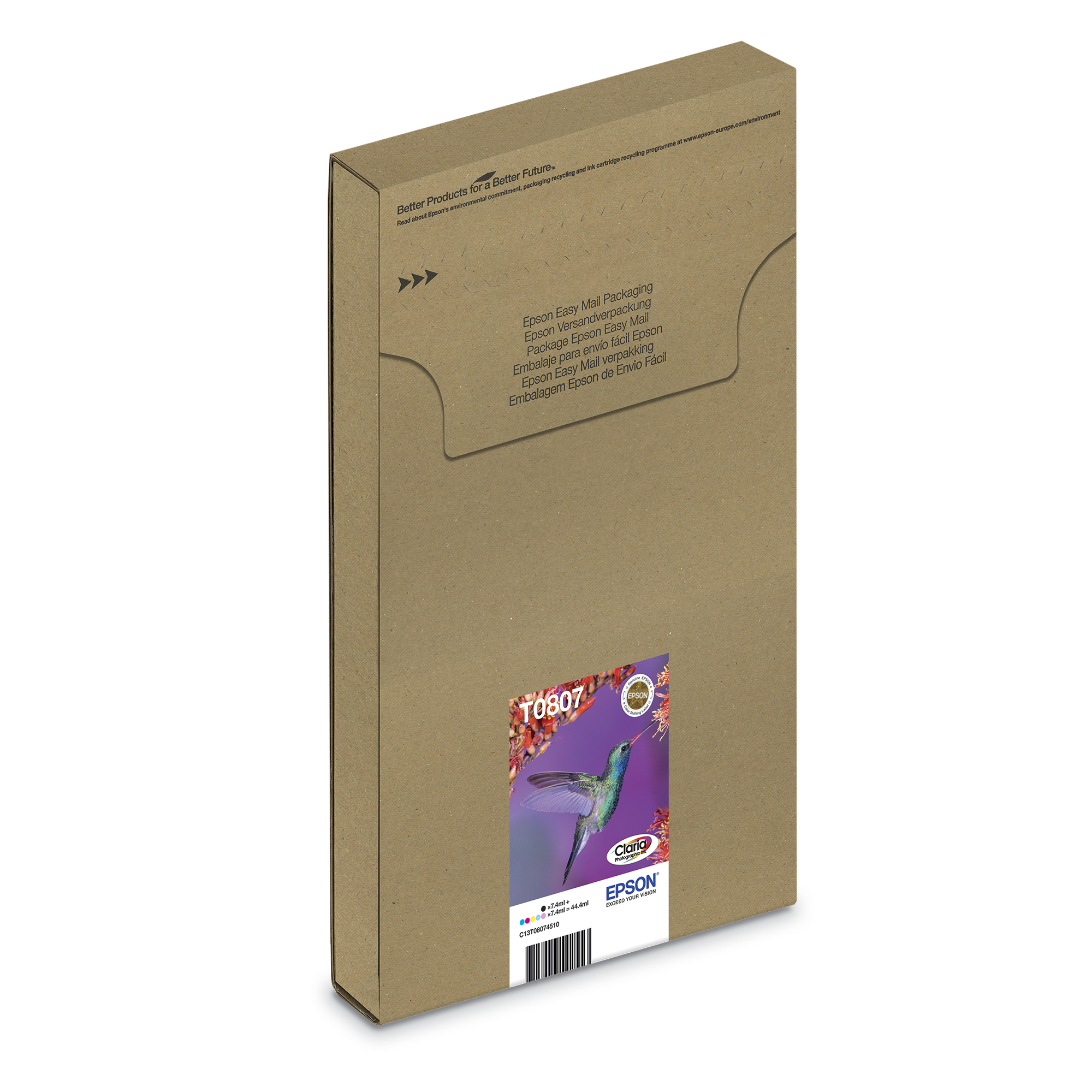 EPSON 3LB T0807 ink cartridge black and five colour standard capacity black and colour: 7.4ml 6-pack online packaging